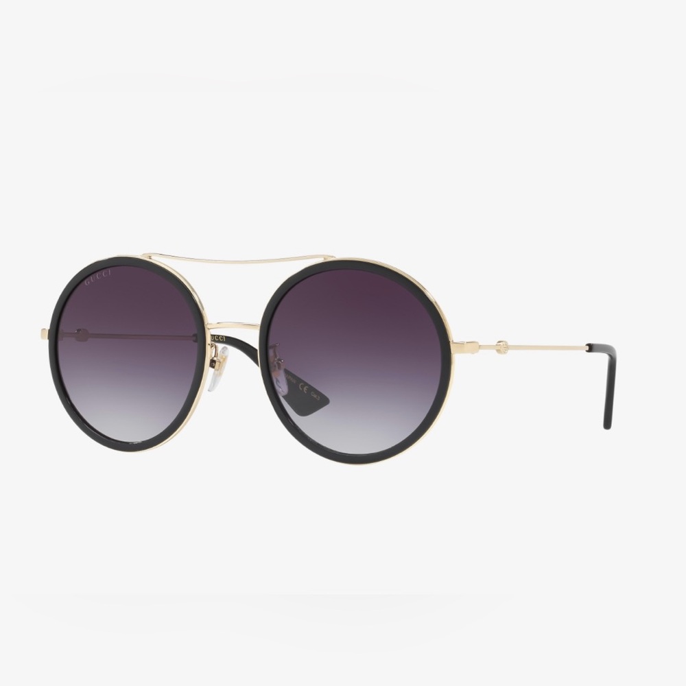Gucci Gold and Grey Round Sunglasses